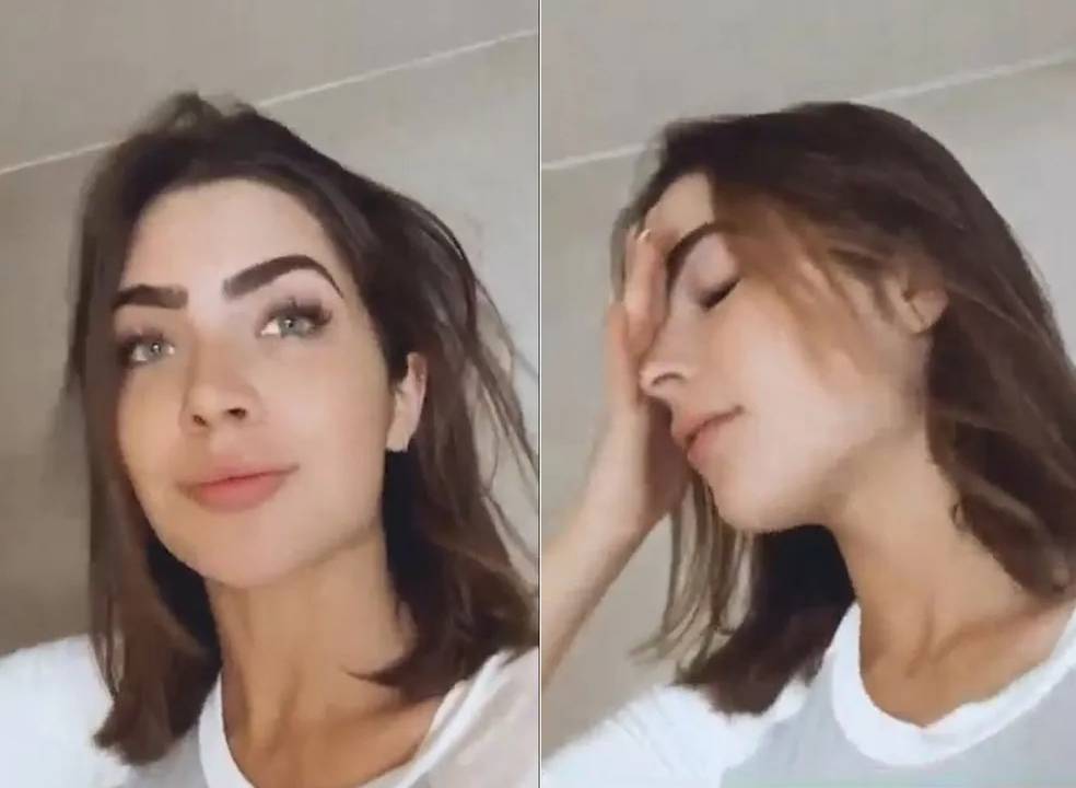 Montagem com duas fotos de Jade Picon mostrando estar indignada.