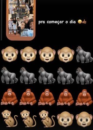 Jean Paulo Campos Jean Paulo Campos postou uma captura de tela da mensagem que recebeu, com emojis de macacos.