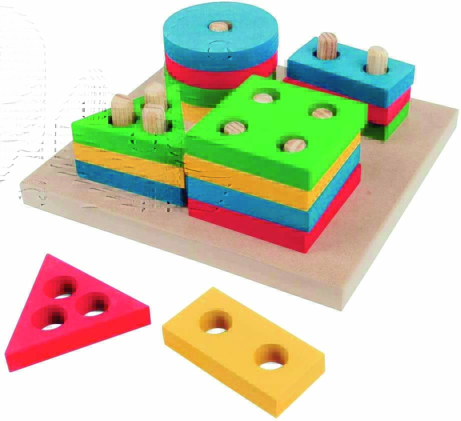Brinquedo para bebê.jpg Prancha de seleção com peças para encaixe coloridas. Feita de MDF