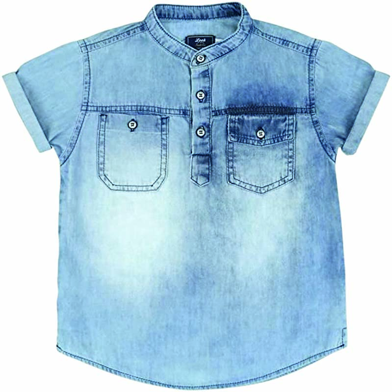 Camisa jeans infantil de manga curta
