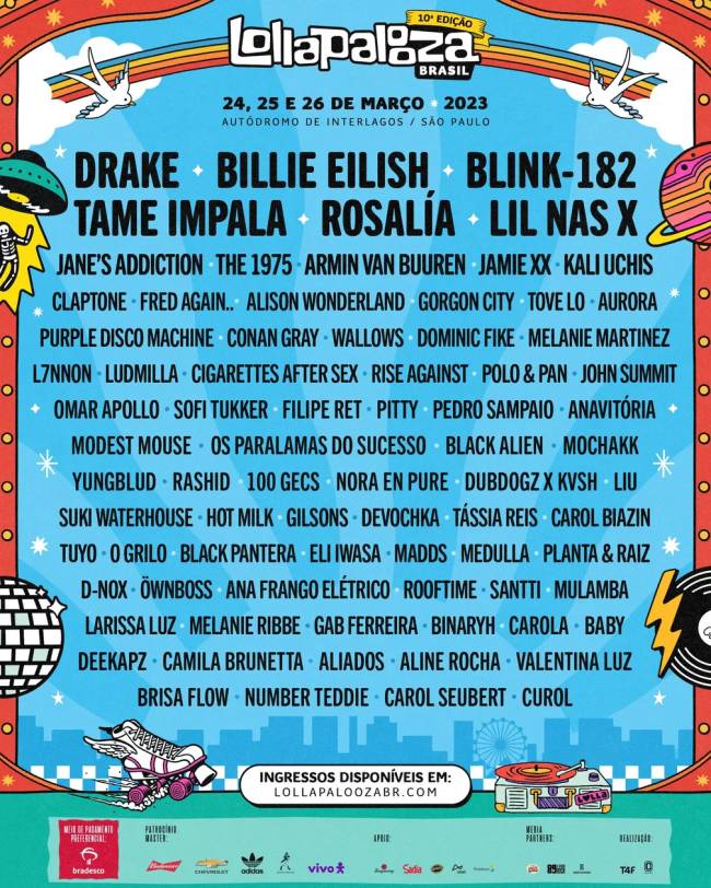 O line-up do Lollapalooza-2023 O line-up do Lollapalooza-2023