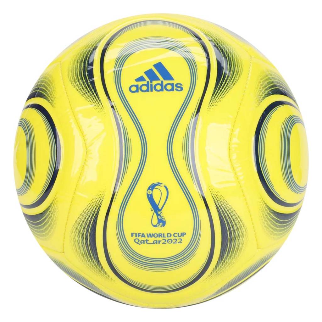 Bola Bola de futebol amarela com detalhes azuis