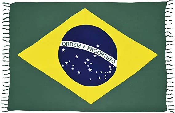 Canga Canga de praia estampada com a bandeira do Brasil