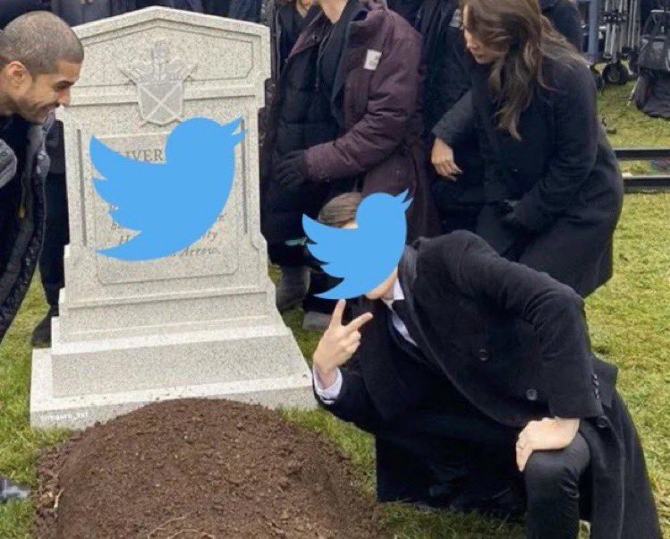 Imagem publicada por Elon Musk sobre suposto enterro do Twitter.
