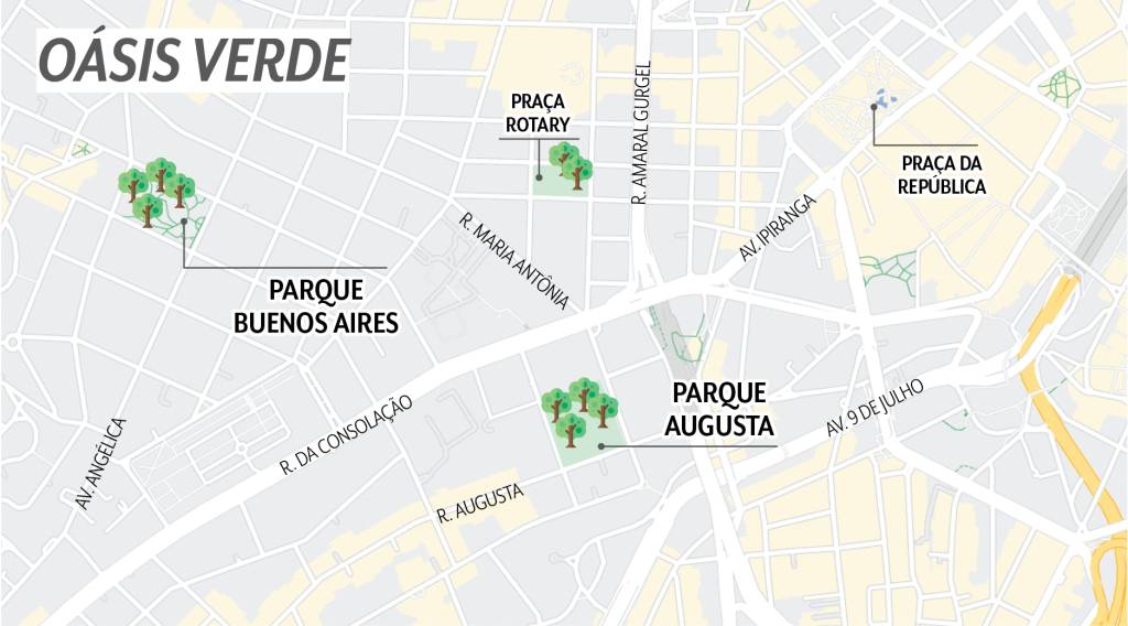 mapa parques Mapa com parques da cidade