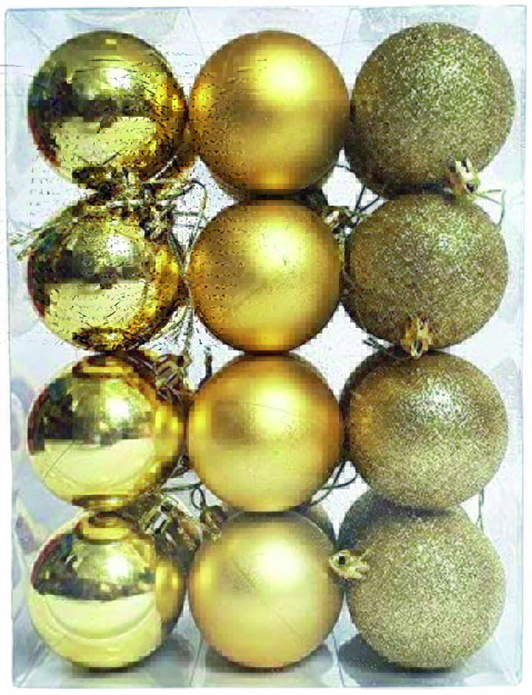 Bolas douradas.jpg Caixa de plástico transparente com bolas douradas de Natal