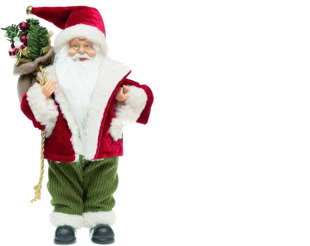 Papai Noel .jpg Enfeite de Papai Noel em pé, segurando um saco nas costas