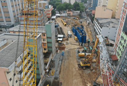 Obras da parada 14 Bis, da futura Linha 6 - Laranja do Metrô.