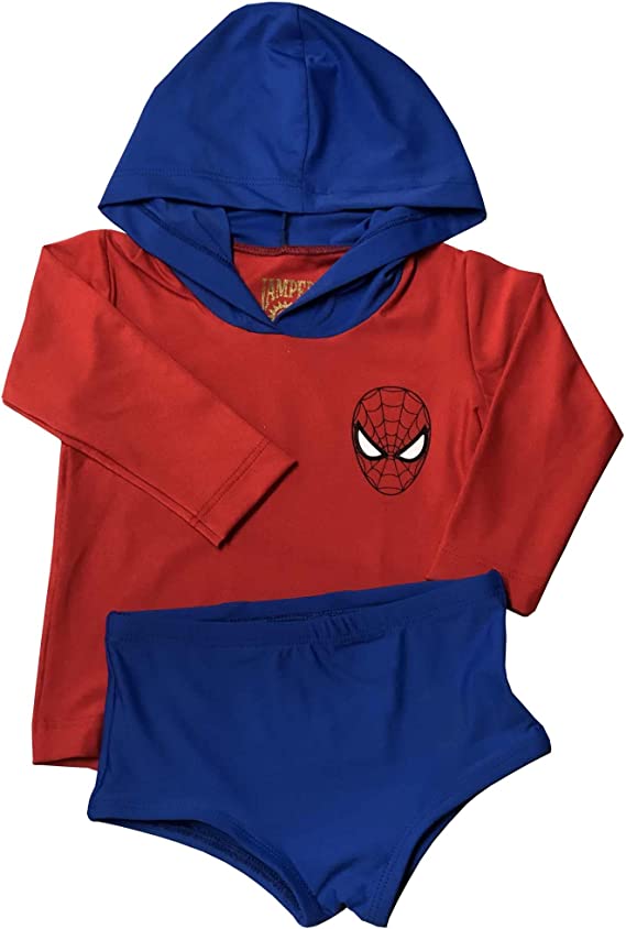 conjunto praia bebê Conjunto de praia para bebê do Homem Aranha