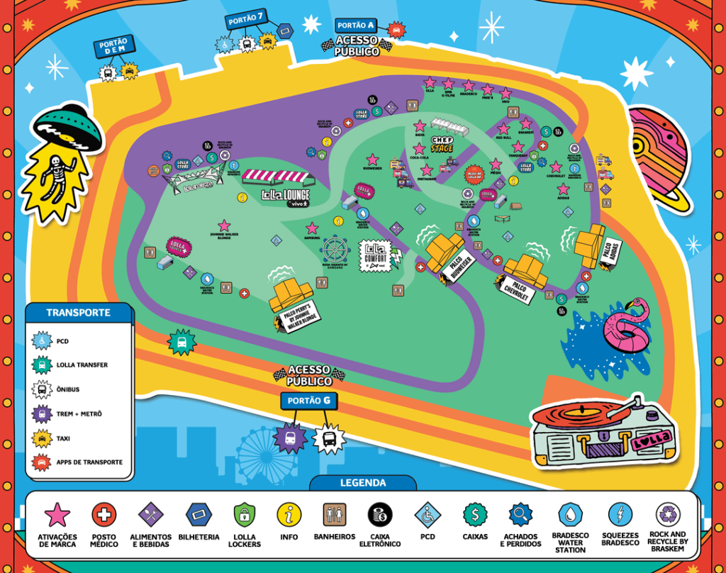 Lollapalooza BRasil Imagem mostra mapa do Lollapalooza
