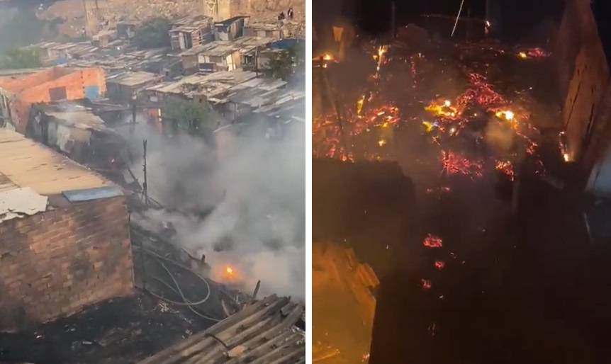 Incêndio de grandes proporções atinge comunidade na Zona Leste