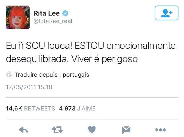 Tuíte de Rita Lee