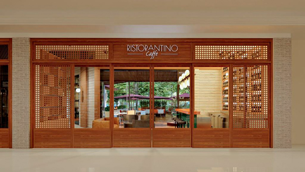 Projeto 3D da fachada do Ristorantino Caffè.