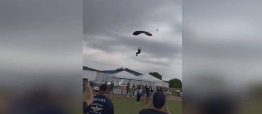 Homem morre após ser atingido por paraquedista em evento