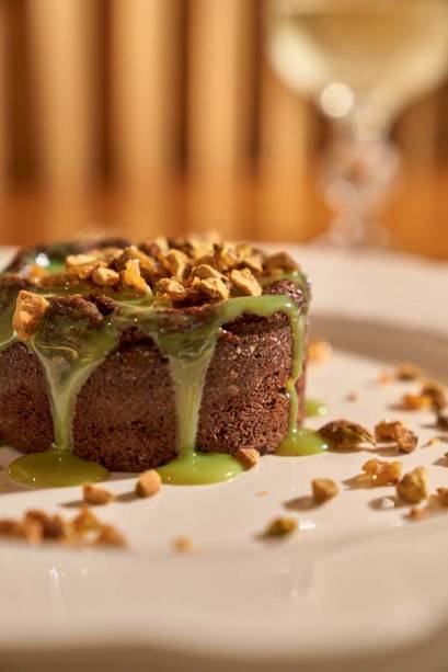 Vulcão de chocolate: com pistache Vulcão de chocolate: com pistache