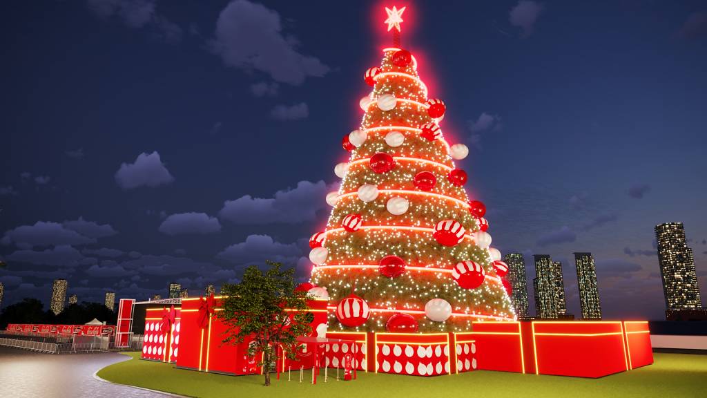 Árvore de Natal com mais de 50 metros é inaugurada no Parque Villa Lobos