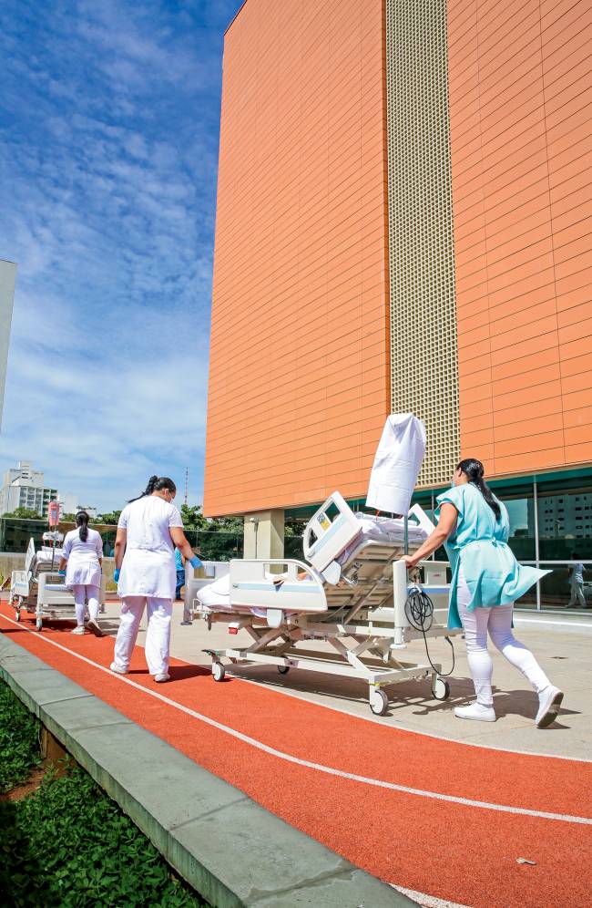 Pacientes durante passeio ao ar livre: foco no acolhimento