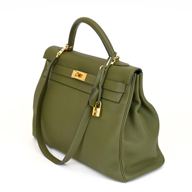 Hermès Kelly Verde Couro Togo bolsa-germes-leilao-blombo