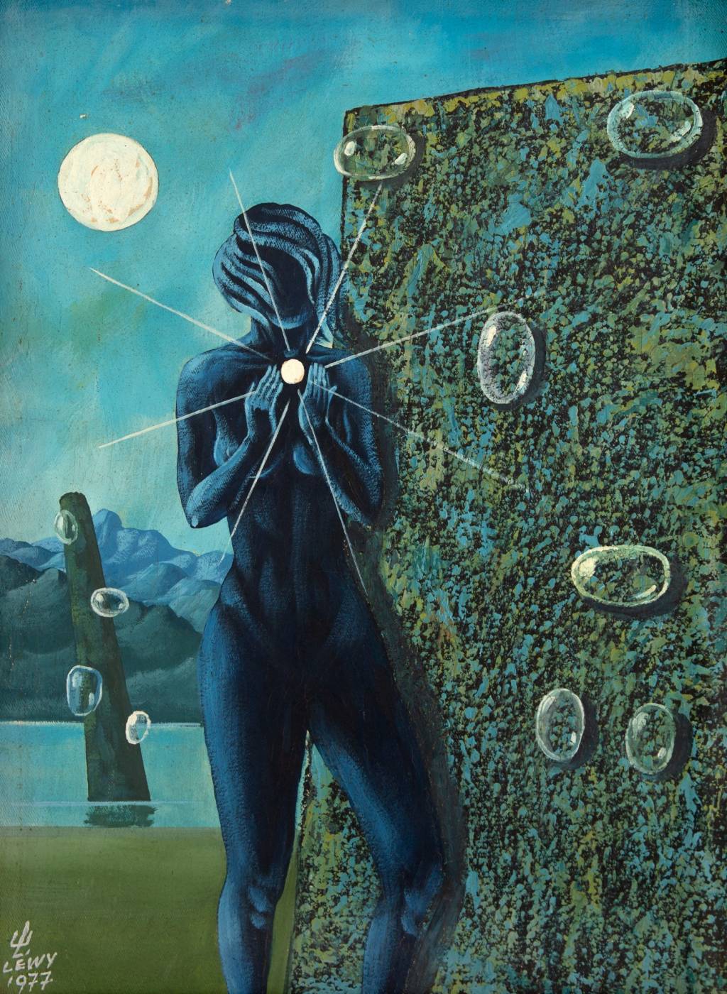 Walter Lewy_Sem título2 Obra surrealista com figura humana azul