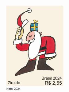 Papai Noel por Ziraldo em selo dos Correios