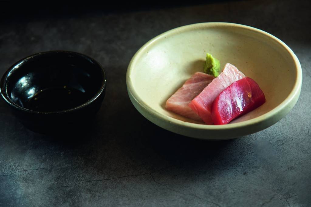 Goya Zushi. Prato do menu degustação do Goya Zushi