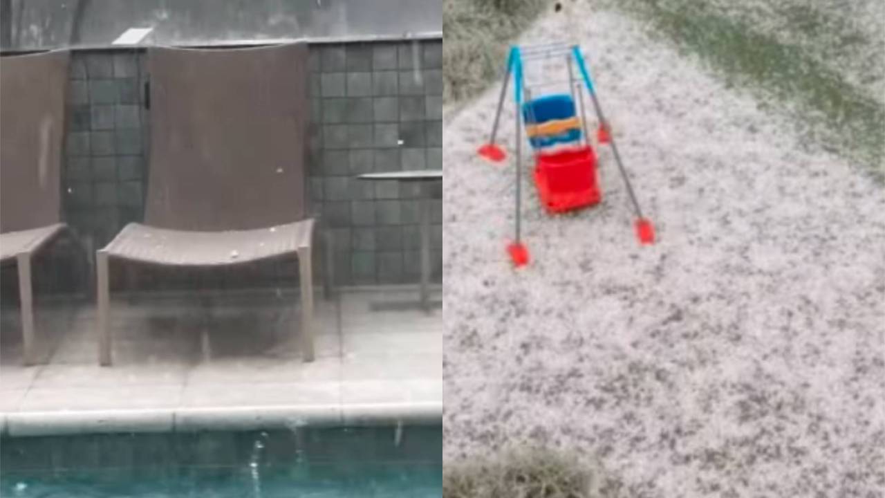 Piscina de Deolane e jardim de Simone Mendes foram tomados por granizo