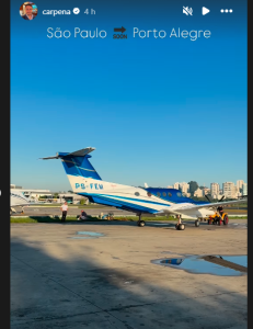 Avião antes da queda em São Paulo