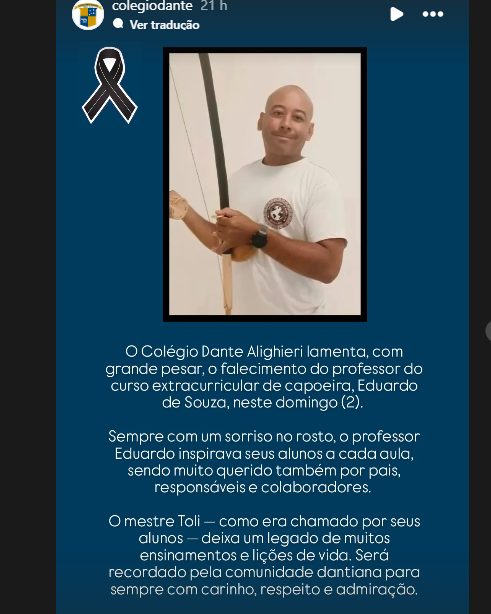 Professor de capoeira de colégio tradicional morre em assalto na Grande SP