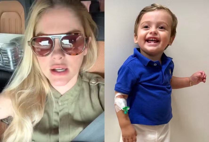 Bárbara Evans e o filho Antônio