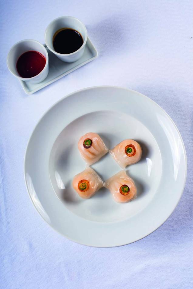 L'Avenue: dim sum de camarão envolto em massa de arroz L'Avenue: dim sum de camarão envolto em massa de arroz