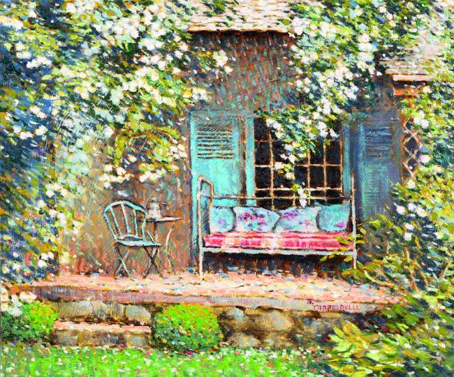 Raquel Taraborelli – Roseira e sofa vermelho – 50×60 – óleo sobre tela – 2017.jpg raquel-taraborelli
