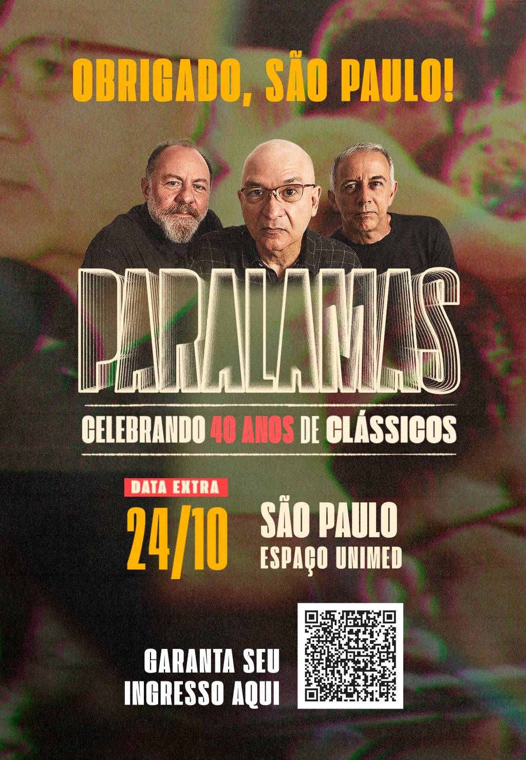 Telão Vertical_Paralamas O cartaz do anúncio: data extra em São Paulo