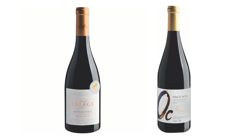 Duas garrafas de vinhos com fundo branco