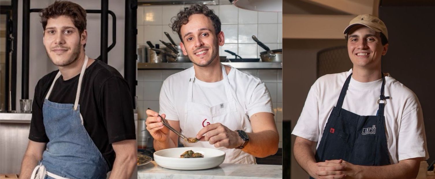 Gabriel Haddad (Tau Cozinha), Victor Senna (Caco) e Iago Jacomussi (Jac&oacute;) COMER E BEBER SP 2025