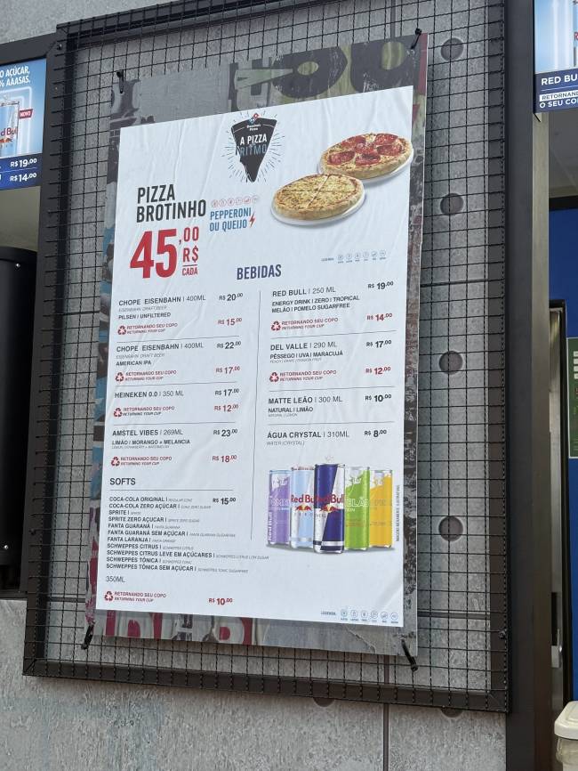 Card&aacute;pio da Domino's do The Town