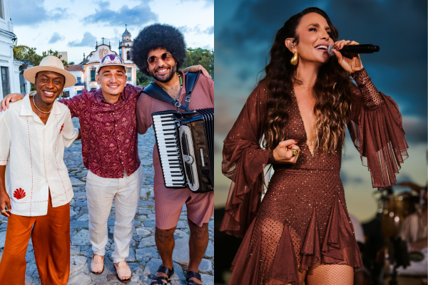 O trio Dominguinho, com Jota.pê, João Gomes e Mestrinho, e Ivete Sangalo: atrações do Festival de Verão 2026