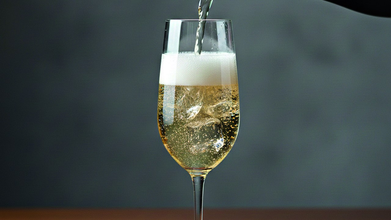 taça com vinho e gelo