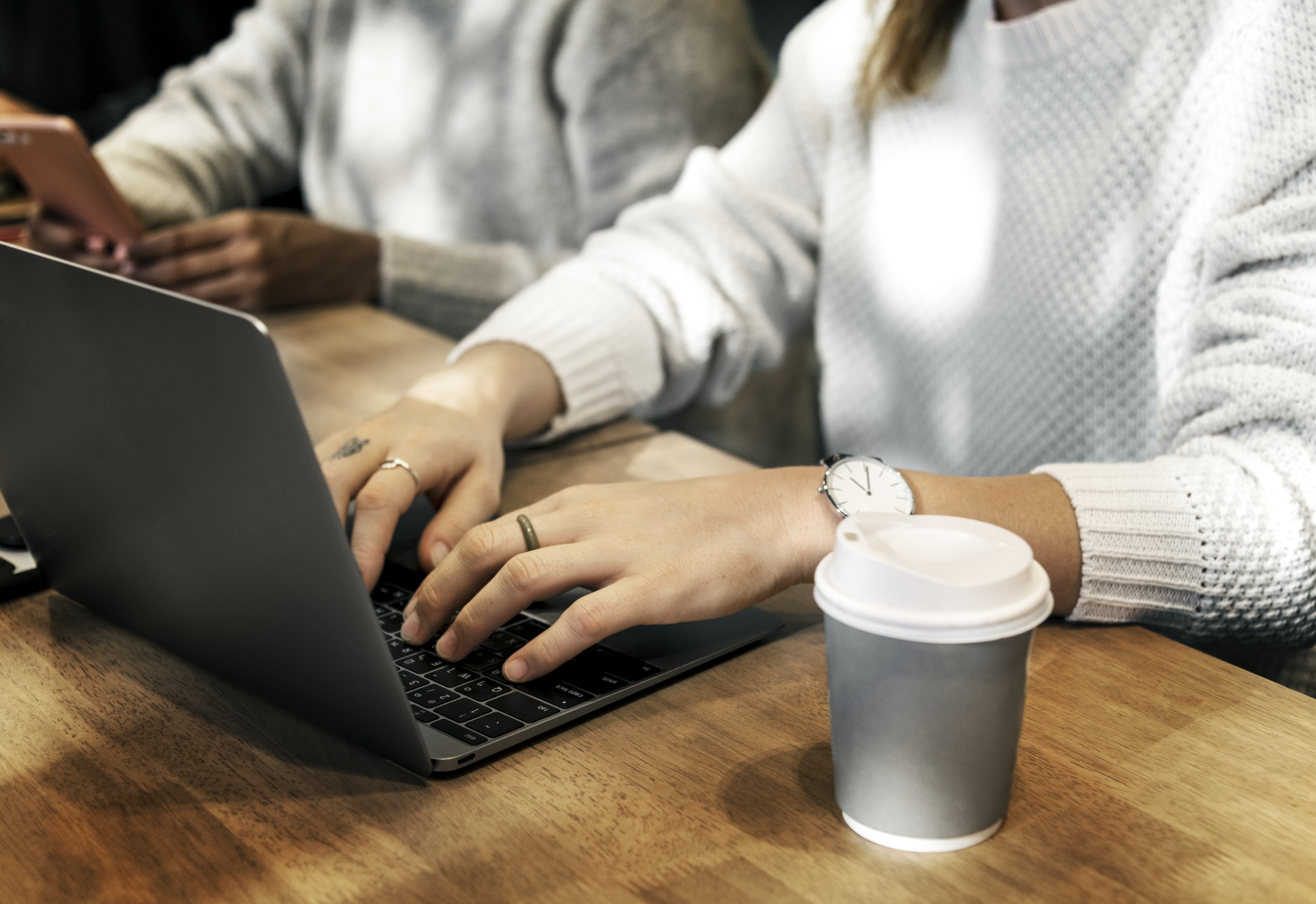 Woman working on a laptop