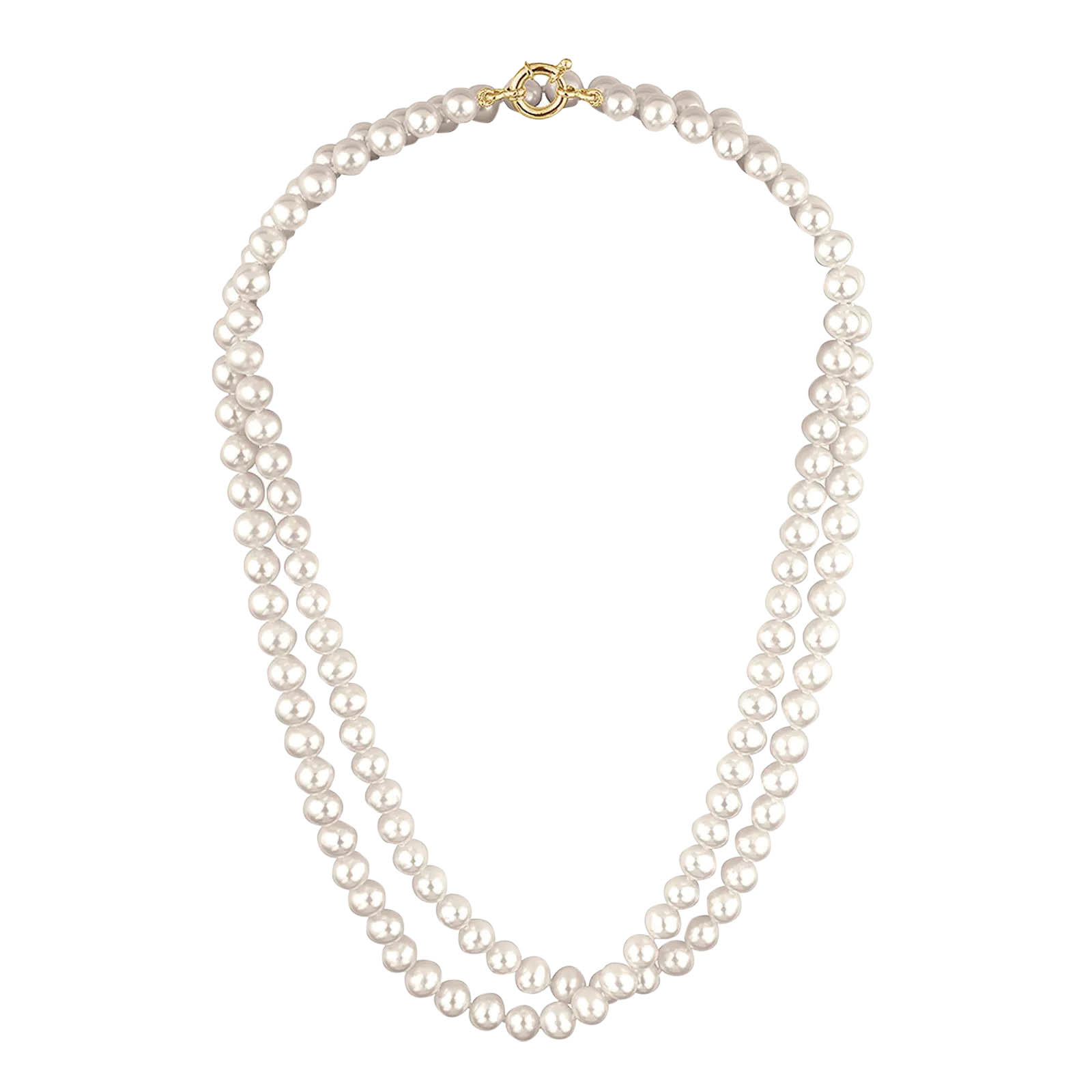 Colar de p&eacute;rolas com ouro amarelo 18k
