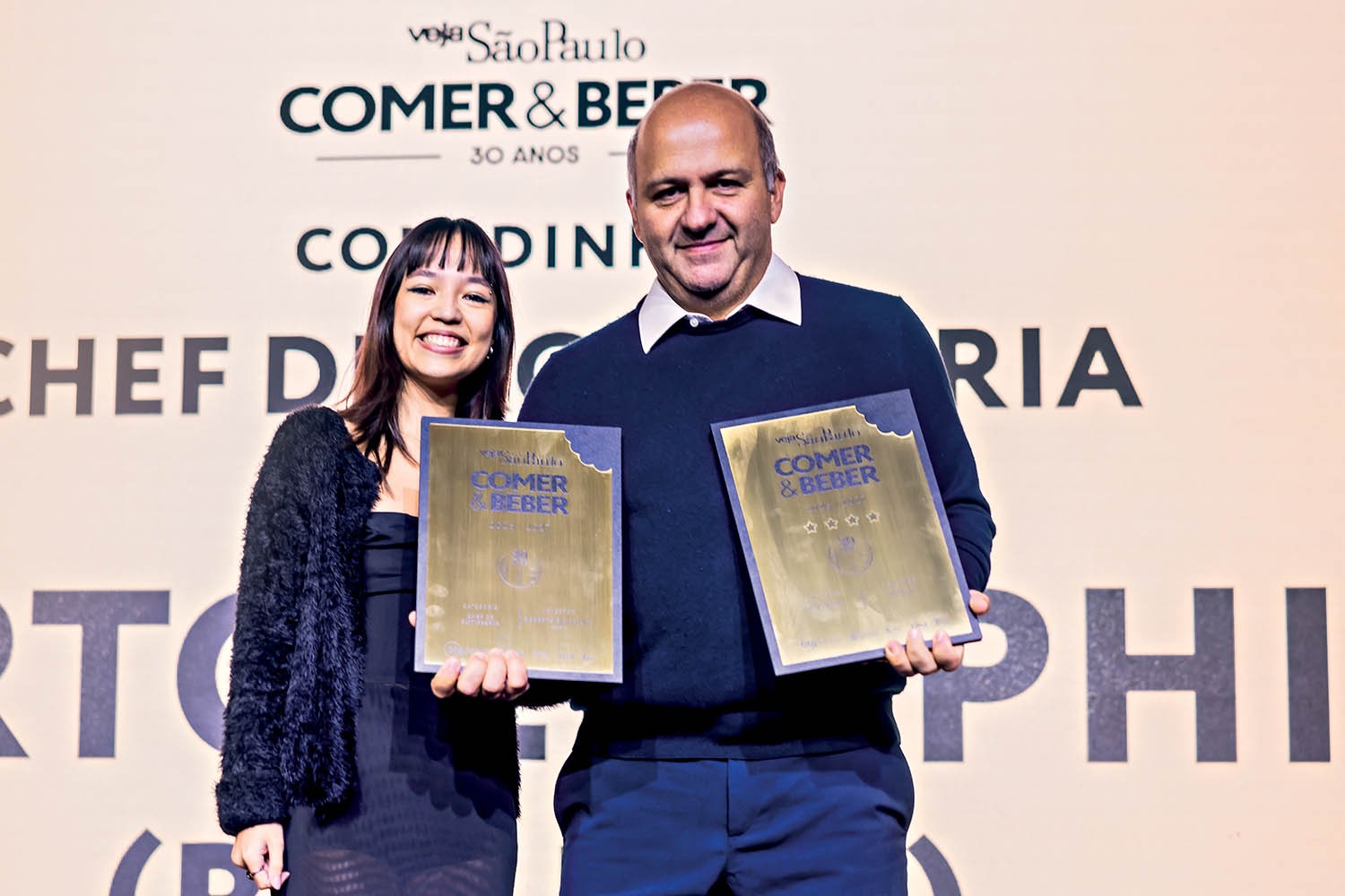 Beatriz Imagure com Roberto Eid Philipp, Melhor Rotisseria e Chef de Rotisseria